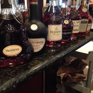 Just some of the brandy and Cognac on offer for class.