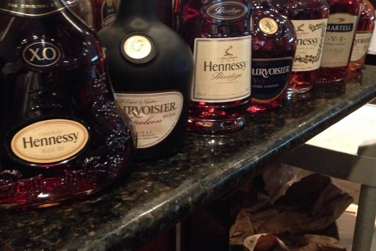 Just some of the brandy and Cognac on offer for class.