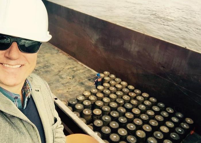 Cane Land Distilling's whiskey set for sail on the Ohio River earlier this winter. | Photo courtesy Cane Land Distilling